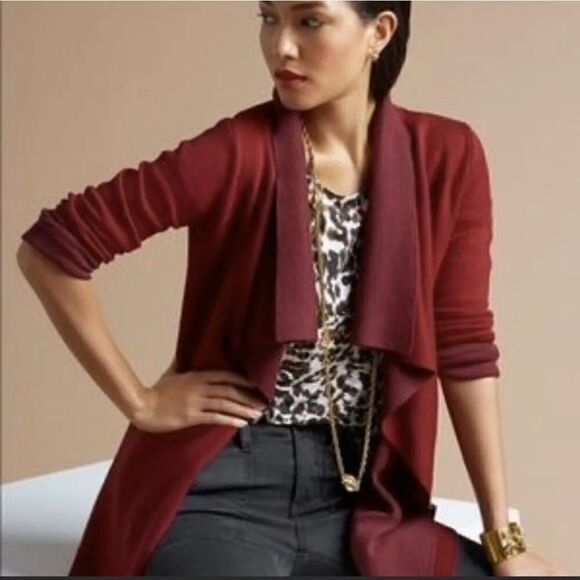 CAbi Long Red Maroon Cardigan 3479 - Picture 1 of 5